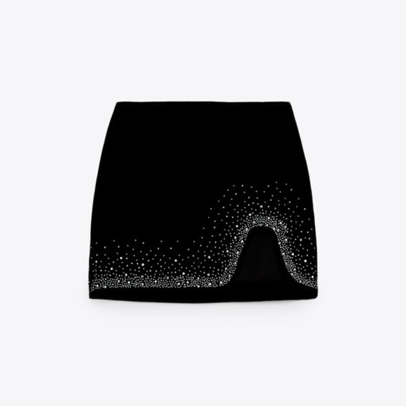 Zara RHINESTONE VELVET MINI SKIRT - Picture 5 of 16